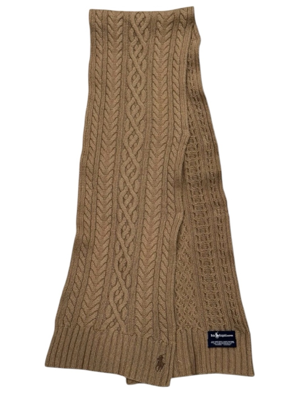 Ralph Lauren Cable Knit Tan Scarf - Accessory